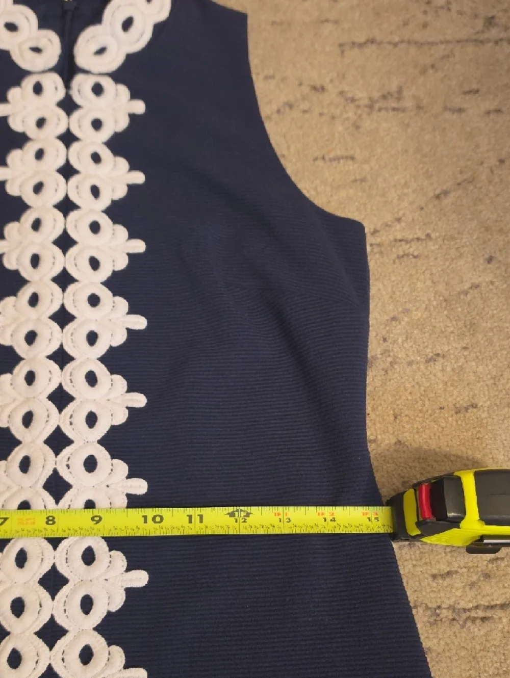 Lilly Pulitzer Callista Dress navy sleeveless dress w/gold lace details, XS, pre - Picture 9 of 16